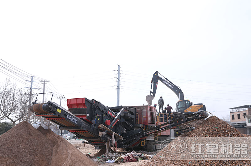 履帶式建筑垃圾破碎機圖片及工作原理_價格