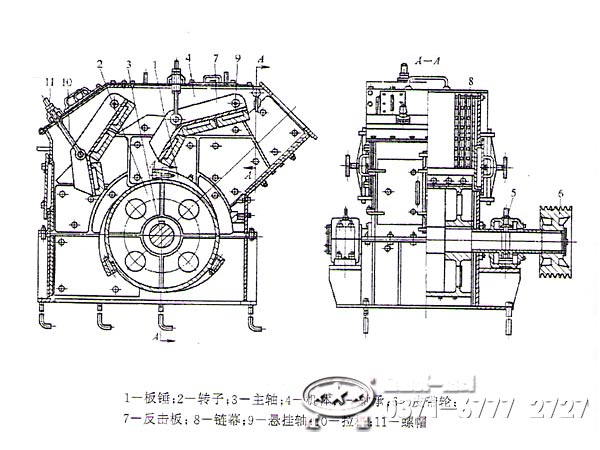 河卵石單段破碎機內部結構